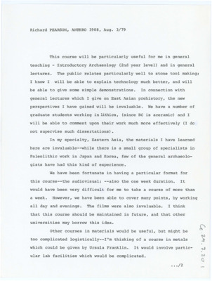Course Evaluation from Richard Pearson