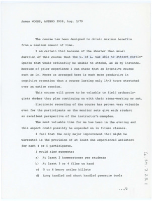 Course Evaluation from James Woods