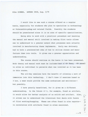 Course Evaluation from Elke Zimmer