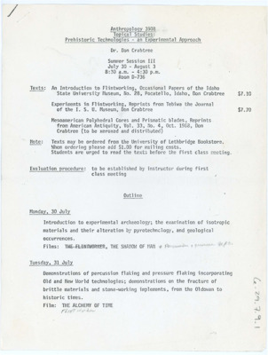 Syllabus and Schedule for Anthropology 3908