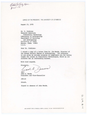 Letter from John H Woods to Donald Crabtree