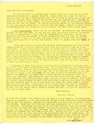 Letter from Don Crabtree to Francois Bordes and Denise Sonneville-Bordes