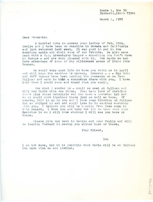 Letter from Don Crabtree to Francois Bordes