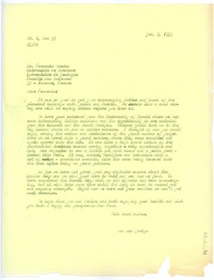 Letter from Don and Evelyn Crabtree to Francois Bordes