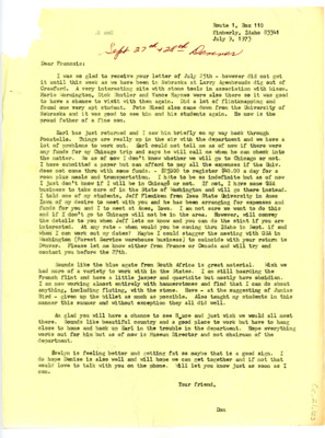 Letter from Don Crabtree to Francois Bordes
