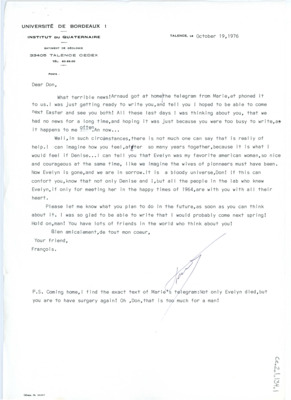 Letter and envelope from Francois Bordes to Don Crabtree