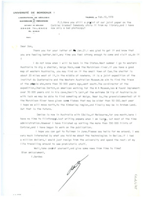 Letter from Francois Bordes to Don Crabtree