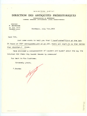 Letter and illustration from Francois Bordes to Don Crabtree