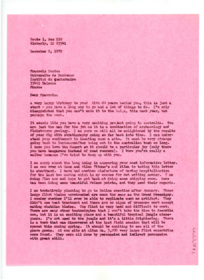 Letter from Don Crabtree to Francois Bordes