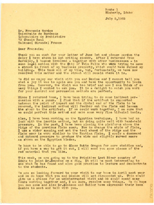 Letter from Don Crabtree to Francois Bordes