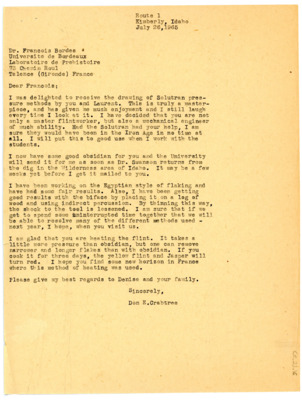 Letter from Don Crabtree to Francois Bordes