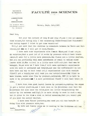 Letter from Francois Bordes to Don Crabtree