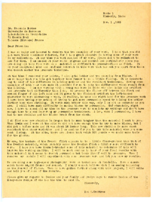 Letter from Don Crabtree to Francois Bordes