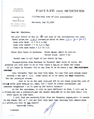 Letter from Francois Bordes to Don Crabtree