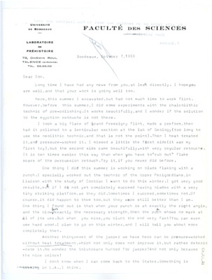 Letter from Francois Bordes to Don Crabtree