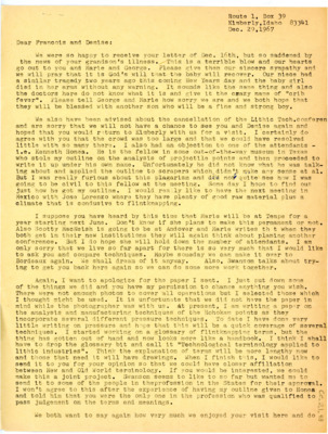 Letter from Don Crabtree to Francois Bordes and Denise Sonneville-Bordes