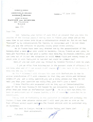 Letter from Francois Bordes to Don Crabtree