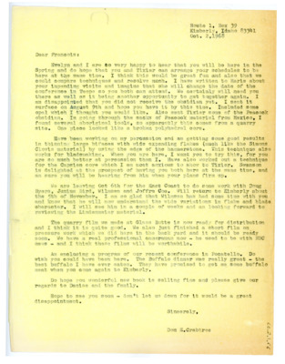 Letter from Don Crabtree to Francois Bordes