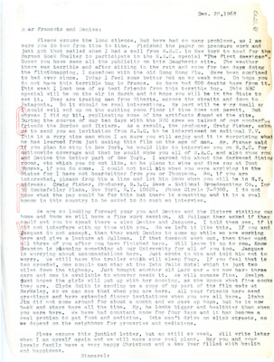 Letter from Don Crabtree to Francois Bordes and Denise Sonneville-Bordes