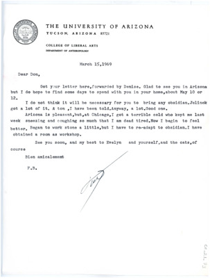 Letter from Francois Bordes to Don Crabtree