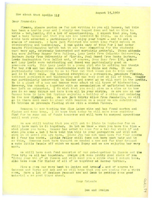 Letter from Don Crabtree to Francois Bordes