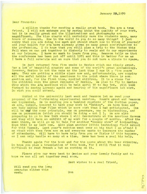 Letter from Don Crabtree to Francois Bordes