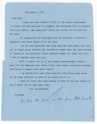 Letter from Francois Bordes to Don Crabtree