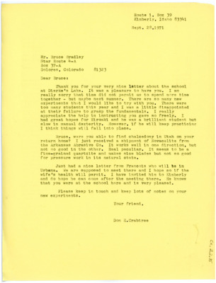 Letter from Don Crabtree to Bruce Bradley