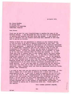 Letter from Don Crabtree to Bruce Bradley
