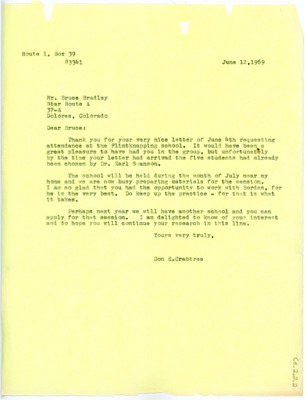 Letter from Don Crabtree to Bruce Bradley