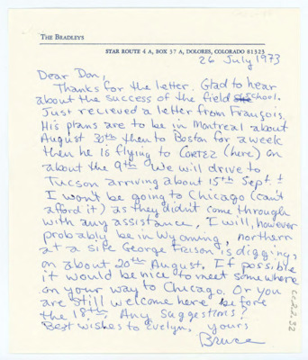 Letter from Bruce Bradley to Don Crabtree