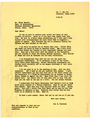 Letter from Don Crabtree to Bruce Bradley