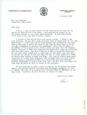 Letter from Alan Bryan to Don Crabtree