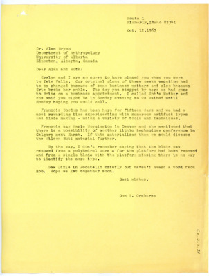 Letter from Don Crabtree to Alan Bryan and Ruth Bryan