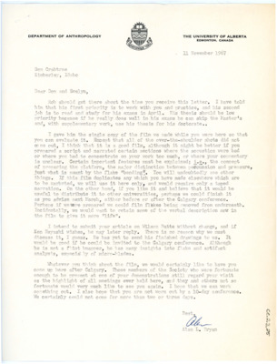 Letter from Alan Bryan to Don and Evelyn Crabtree