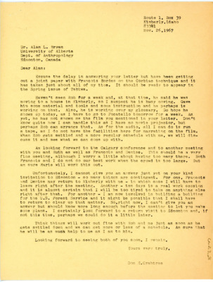 Letter from Don Crabtree to Alan Bryan