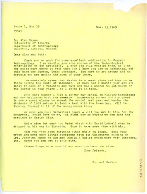 Letter from Don and Evelyn Crabtree to Alan Bryan and Ruth Bryan