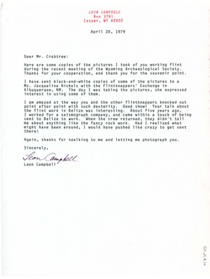 Letter from Leon Campbell to Don Crabtree