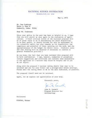 Letter from John Cornell to Don Crabtree