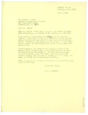 Letter from Don Crabtree to George Corner