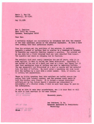 Letter from Don Crabtree to Roe Crabtree