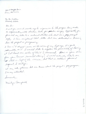 Letter from Marilyn Campbell to Don Crabtree