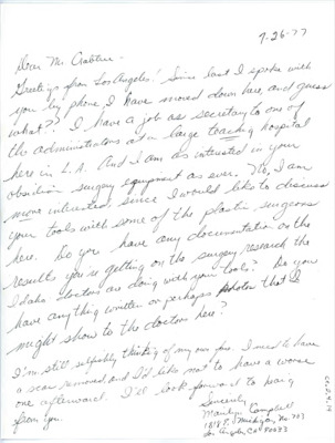 Letter from Marilyn Campbell to Don Crabtree