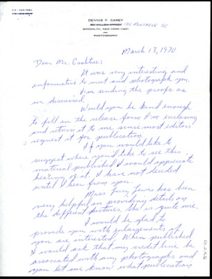 Letter from Dennis P Carey to Don Crabtree