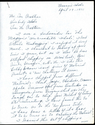 Letter from Rudolph C Carlson to Don Crabtree