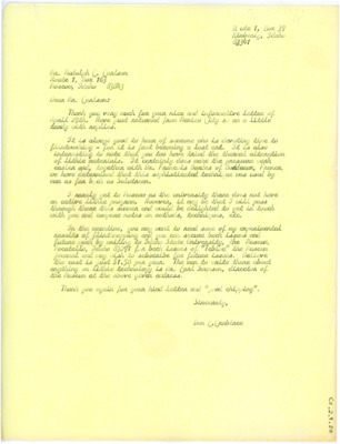 Letter from Don Crabtree to Rudolph Carlson