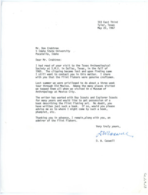 Letter from D.W. Caswell to Don Crabtree