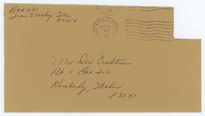 Christmas card from Bob and Jackie Caywood to Don Crabtree