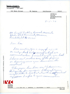 Letter from Morlin Childers to Don Crabtree and attached paper