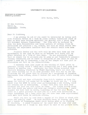 Letter from J Desmond Clark to Don Crabtree